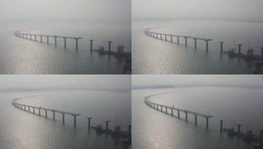 建设中的跨海大桥高清在线视频素材下载