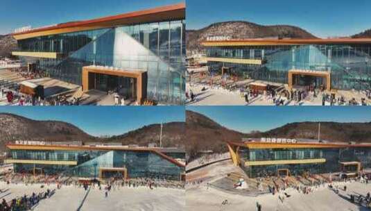 沈阳东北亚滑雪场航拍风景高清在线视频素材下载
