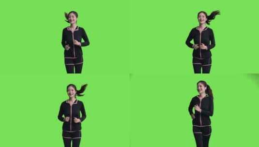 精品 · 女生跑步绿幕抠像慢动作视频高清在线视频素材下载