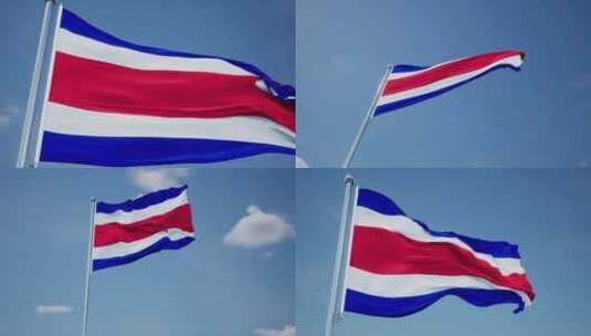 哥斯达黎加旗帜高清在线视频素材下载