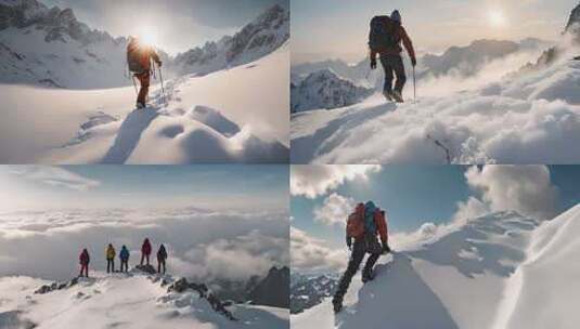 攀登雪山攀登登山励志高清在线视频素材下载