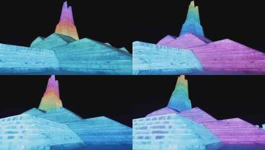 拍摄哈尔滨冰雪大世界景点冰雕景观高清在线视频素材下载