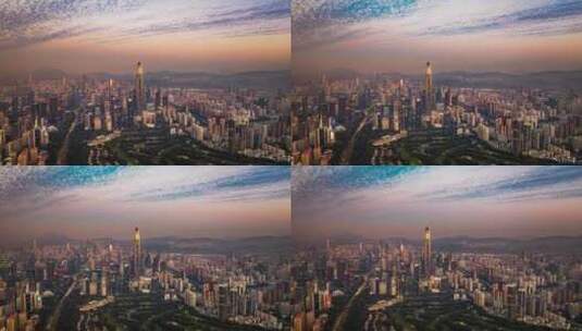 中国深圳平安中心城市建筑风景航拍延时摄影高清在线视频素材下载