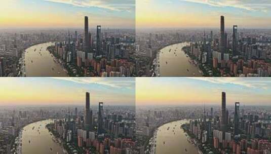 上海陆家嘴高角度航拍高清在线视频素材下载