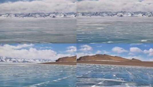 冰封的纳木措三生石和圣象天门航拍高清在线视频素材下载