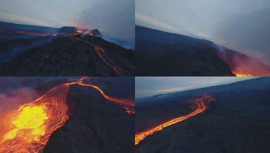 近距离fpv航拍火山喷发震撼视角高清在线视频素材下载