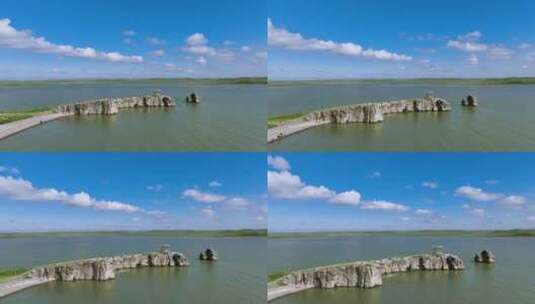 内蒙古呼伦湖航拍高清在线视频素材下载