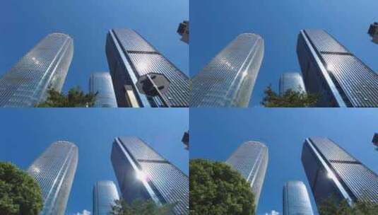 城市的高楼大厦仰视视角空镜头高清在线视频素材下载