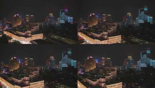 航拍福建厦门市中心城市天际线夜景风光高清在线视频素材下载