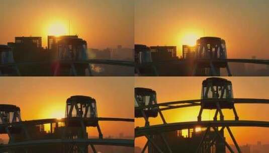 天津之眼清晨日出航拍7高清在线视频素材下载