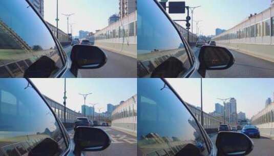 汽车在马路上面飙车开车第一视角视频素材高清在线视频素材下载