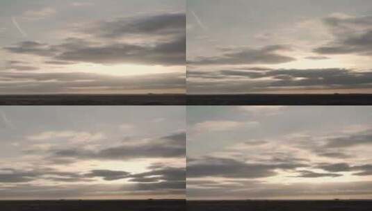 航拍日落时分云层遮挡太阳高清在线视频素材下载