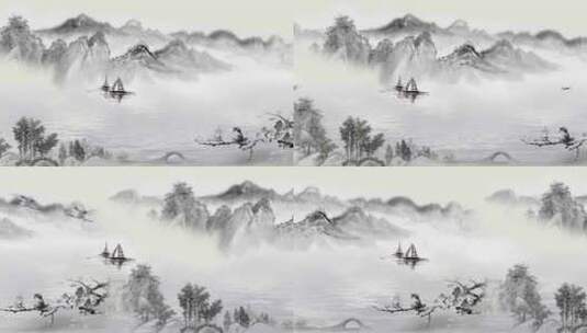 中国风水墨山水背景11高清在线视频素材下载
