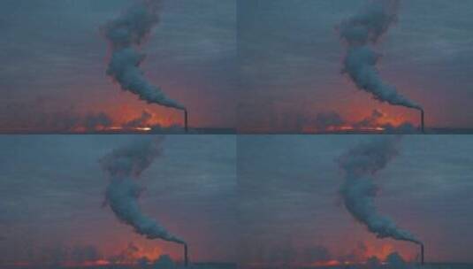 实拍日落时的烟囱云朵高清在线视频素材下载