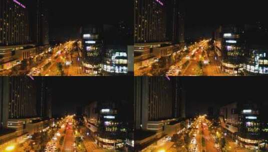 城市夜晚马路车辆车流航拍高清在线视频素材下载