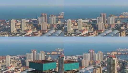 青岛市北区 胶州湾 邮轮母港高清在线视频素材下载