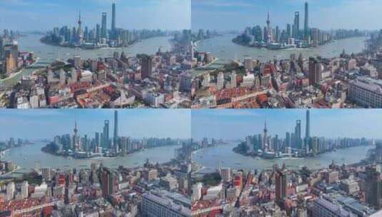 上海外滩陆家嘴航拍延时城市地标风景风光素高清在线视频素材下载