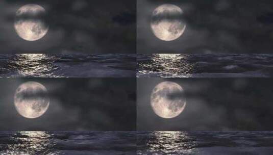 海面雾色月亮高清在线视频素材下载