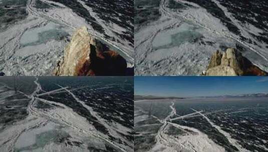 航拍特写被大雪覆盖的森林白茫茫的山峰山脉高清在线视频素材下载