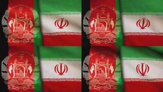 伊朗和阿富汗国旗高清在线视频素材下载