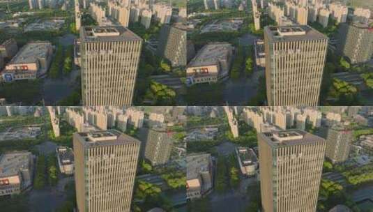 上海嘉定新城大厦建筑航拍高清在线视频素材下载