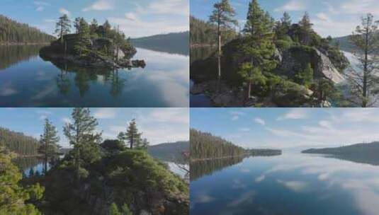 内华达山脉太浩湖蓝色水域翡翠湾风景优美的高清在线视频素材下载