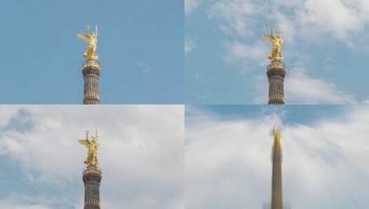 柏林市胜利柱的超翻转象征着德国的军事胜利高清在线视频素材下载