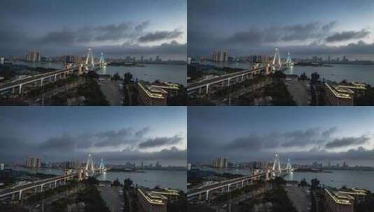 海南海口海滨新城城市车水马龙夜景灯光延时高清在线视频素材下载