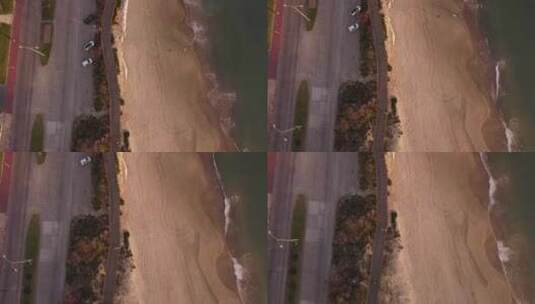 乌拉圭埃斯特角海滩沿海人行道。空中自上而高清在线视频素材下载