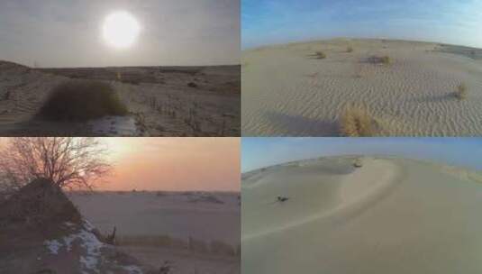 塔克拉玛干沙漠日落延时摄影 移动拍摄高清在线视频素材下载