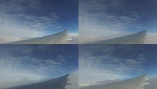 在蓝天中飞行的飞机机翼15高清在线视频素材下载