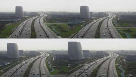 武汉市高新四路竖屏航拍高清在线视频素材下载