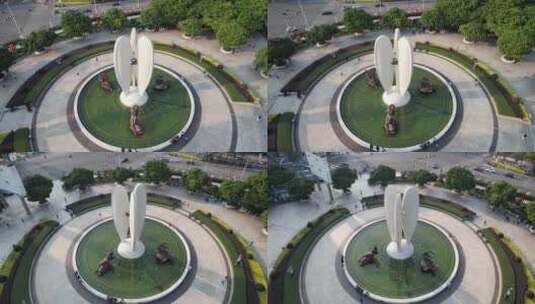 广西北海北部湾广场雕塑航拍高清在线视频素材下载