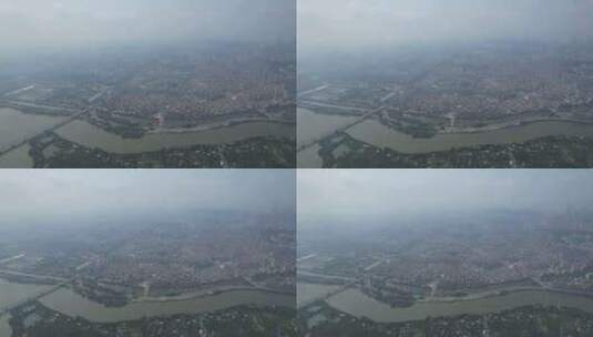 高空视角的东莞城区航拍高清在线视频素材下载