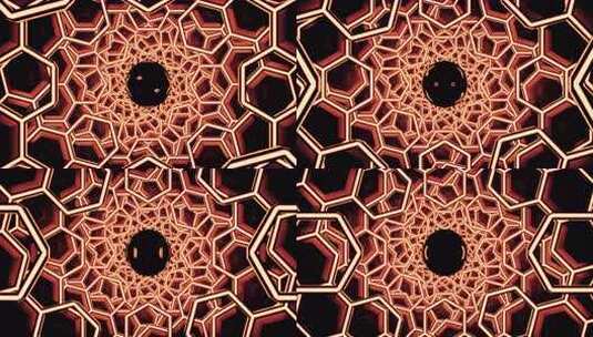 带六边形和移动黑洞的3D隧道。设计。末端高清在线视频素材下载