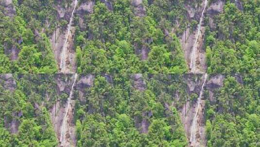 杭州临安牵牛岗山涧瀑布风景航拍高清在线视频素材下载