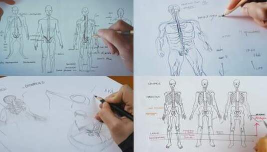 手绘人体结构图 (3)高清在线视频素材下载