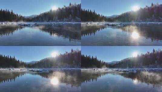 新疆喀纳斯冬季雪景仙境航拍高清在线视频素材下载