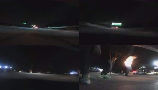 夜晚道路模糊光影画面高清在线视频素材下载