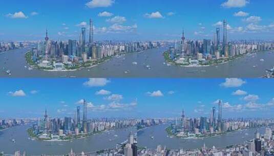 4k实时航拍上海外滩陆家嘴蓝天白云高清在线视频素材下载