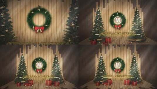 简短华丽圣诞节标志欢迎动画AE模板高清AE视频素材下载