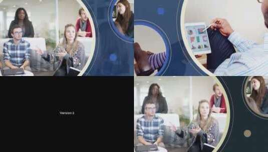 商业风蓝色圆形照片企业宣传展示AE模板高清AE视频素材下载