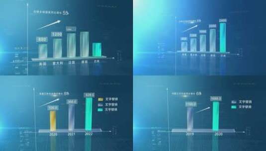 科技感柱状图企业数据AE模板高清AE视频素材下载