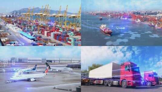 科技粒子光线穿梭交通物流运输行业AE模板高清AE视频素材下载