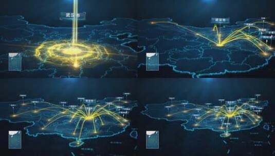 武汉市辐射全国地图高清AE视频素材下载