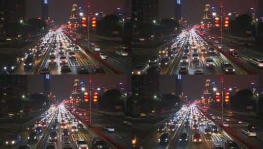 实拍深圳城市夜景拥堵的交通高清在线视频素材下载