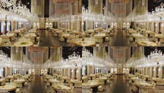 酒店内部装修婚宴场地拍摄高清在线视频素材下载
