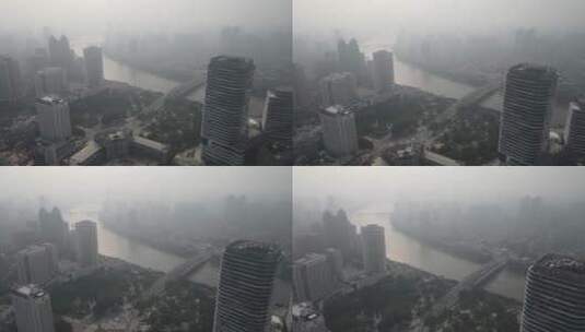 雾霾天气的广州城区高清在线视频素材下载