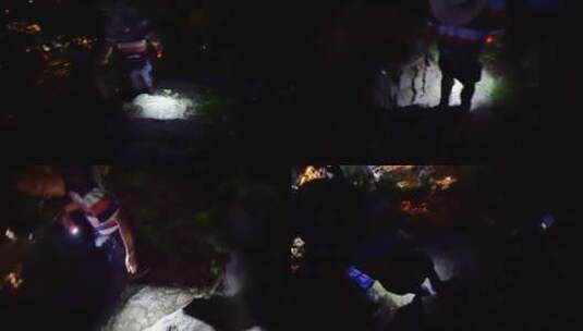 阳朔公园里的登山古道走夜路下山高清在线视频素材下载