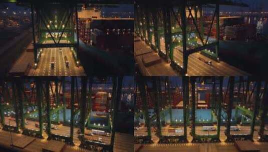 天津港物流集装箱贸易港口工业作业高清在线视频素材下载